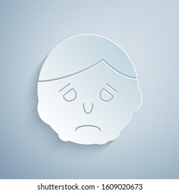 Paper cut Inflammation on face icon isolated on grey background. Paper art style. Vector Illustration