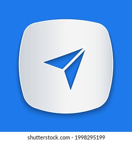 Paper cut Infographic of city map navigation icon isolated on blue background. Interface concept design. Geolocation concept. Paper art style. Vector