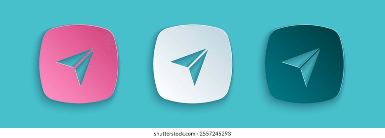 Paper cut Infographic of city map navigation icon isolated on blue background. Interface concept design. Geolocation concept. Paper art style. Vector