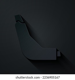 Paper cut Inhaler icon isolated on black background. Breather for cough relief, inhalation, allergic patient. Paper art style. Vector Illustration