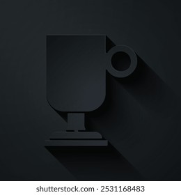Paper cut Irish coffee icon isolated on black background. Paper art style. Vector