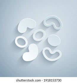 Paper cut Jelly candy icon isolated on grey background. Paper art style. Vector.