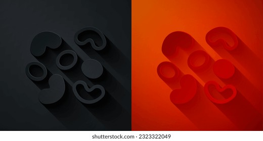 Paper cut Jelly candy icon isolated on black and red background. Paper art style. Vector