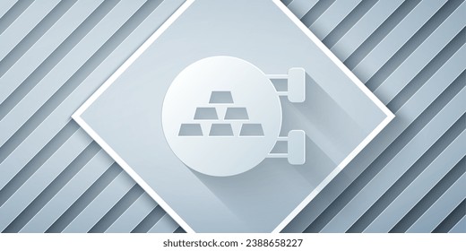 Paper cut Jewelry store icon isolated on grey background. Paper art style. Vector