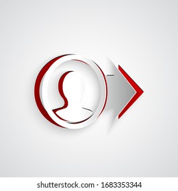 Paper cut Job promotion icon isolated on grey background. Success, achievement, motivation business symbol, growth. Paper art style. Vector Illustration