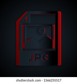 Paper cut JPG file document. Download image button icon isolated on black background. JPG file symbol. Paper art style. Vector Illustration