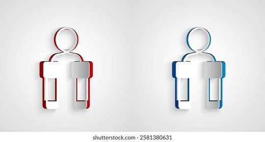 Paper cut Jump rope icon isolated on grey background. Skipping rope. Sport equipment. Paper art style. Vector
