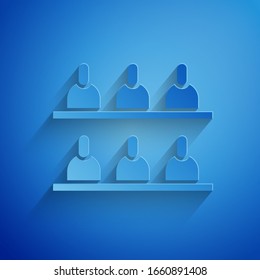 Paper cut Jurors icon isolated on blue background. Paper art style. Vector Illustration