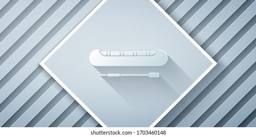 Paper cut Kayak and paddle icon isolated on grey background. Kayak and canoe for fishing and tourism. Outdoor activities. Paper art style. Vector Illustration