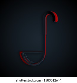 Paper cut Kitchen ladle icon isolated on black background. Cooking utensil. Cutlery spoon sign. Paper art style. Vector Illustration
