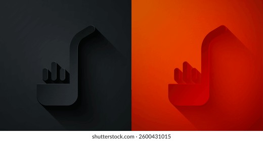 Paper cut Kitchen ladle icon isolated on black and red background. Cooking utensil. Cutlery spoon sign. Paper art style. Vector