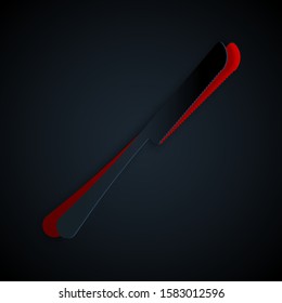 Paper cut Knife icon isolated on black background. Cutlery symbol. Paper art style. Vector Illustration