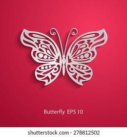 Paper Cut Lacy Butterfly. Vector EPS10