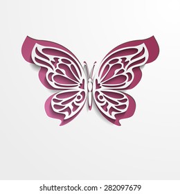 Paper Cut Lacy Butterfly. Vector EPS10