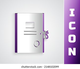 Paper cut Lawsuit paper icon isolated on grey background. Paper art style. Vector Illustration