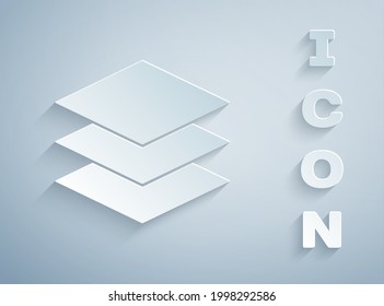 Paper cut Layers clothing textile icon isolated on grey background. Element of fabric features. Paper art style. Vector Illustration