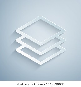 Paper cut Layers icon isolated on grey background. Paper art style. Vector Illustration