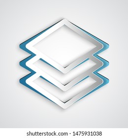 Paper cut Layers icon isolated on grey background. Paper art style. Vector Illustration