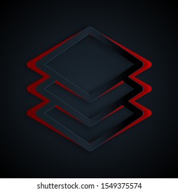 Paper cut Layers icon isolated on black background. Paper art style. Vector Illustration