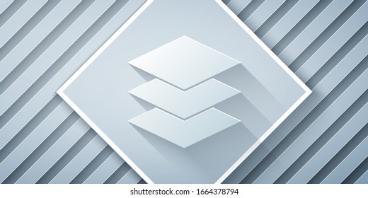 Paper cut Layers icon isolated on grey background. Paper art style. Vector Illustration