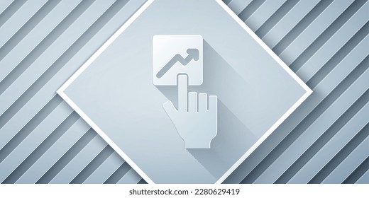 Papierschnitt-Leiter eines Teams von Führungskräften Symbol einzeln auf grauem Hintergrund. Kunststil aus Papier. Vektorgrafik