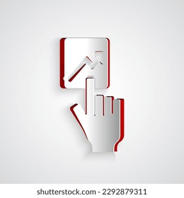 Paper cut Leader of a team of executives icon isolated on grey background. Paper art style. Vector