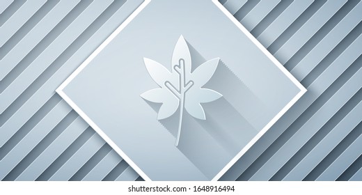 Paper cut Leaf icon isolated on grey background. Leaves sign. Fresh natural product symbol. Paper art style. Vector Illustration