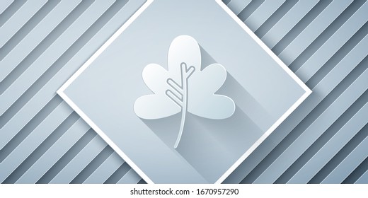 Paper cut Leaf icon isolated on grey background. Leaves sign. Fresh natural product symbol. Paper art style. Vector Illustration