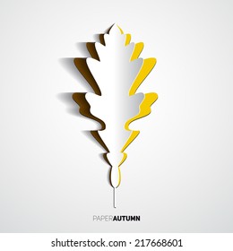 Paper cut leaf, Origami style, Vector illustration card