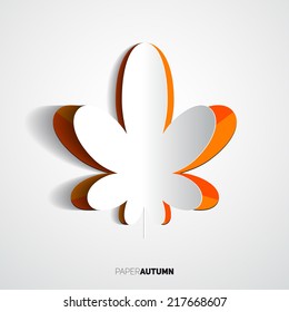 Paper cut leaf, Origami style, Vector illustration card