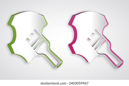 Paper cut Leather icon isolated on grey background. Paper art style. Vector