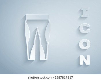 Paper cut Leggings icon isolated on grey background. Paper art style. Vector