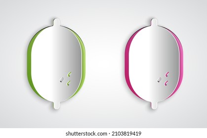 Paper cut Lemon icon isolated on grey background. Paper art style. Vector
