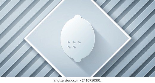 Paper cut Lemon icon isolated on grey background. Paper art style. Vector