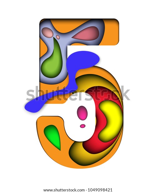 Paper Cut Letter 5 3d Muti Stock Vector Royalty Free 1049098421