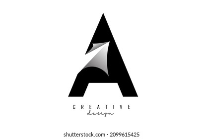 Letra A del recorte de papel. Ilustración vectorial con letra cortada creativa. Efecto de papel realista sobre el fondo blanco. 