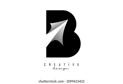 Paper cut letter B. Vector Illustration with creative cut letter. Realistic papercut effect on white background. 