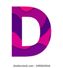 Paper cut letter D isolated on white background.
