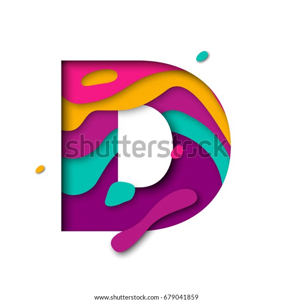 Paper Cut Letter D Realistic 3d Stock Vector (Royalty Free) 679041859