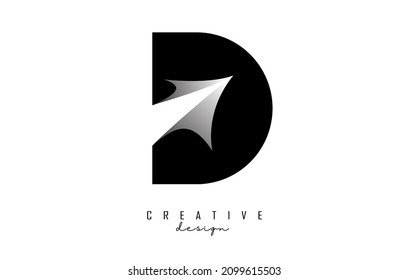Paper cut letter D. Vector Illustration with creative cut letter. Realistic papercut effect on white background. 