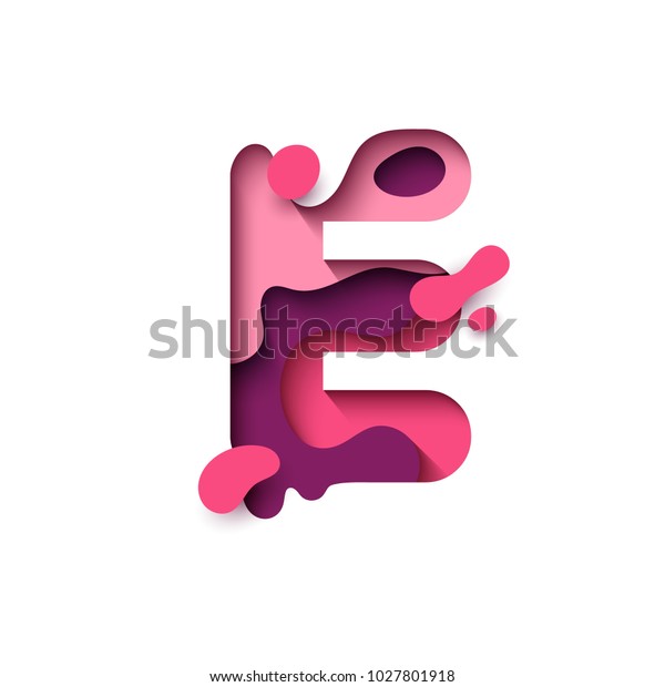 Paper Cut Letter E Design 3d Stock Vector Royalty Free