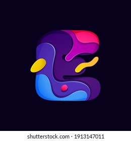 Logotipo de letra cortada de papel E multicolor. Icono de estilo de tallado de origami perfecto para etiquetas científicas, emblema de software, afiches de tecnología e identidad de moda, etc.
