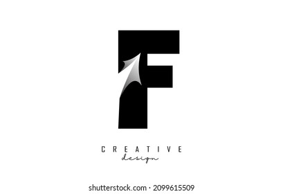 Paper cut letter F. Vector Illustration with creative cut letter. Realistic papercut effect on white background. 