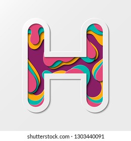 Paper Cut Letter H Symbol Realistic Stock Vector (Royalty Free ...
