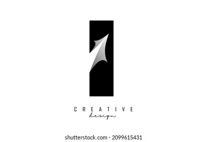 Paper cut letter I. Vector Illustration with creative cut letter. Realistic papercut effect on white background. 