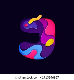 Paper cut letter J multicolor logo. Origami carving style icon perfect for science labels, software emblem, technology posters and trendy identity, etc.
