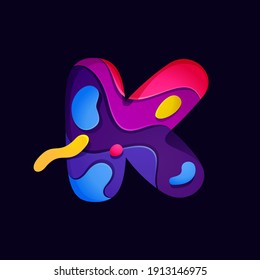 Paper cut letter K multicolor logo. Origami carving style icon perfect for science labels, software emblem, technology posters and trendy identity, etc.