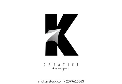 Paper cut letter k. Vector Illustration with creative cut letter. Realistic papercut effect on white background. 