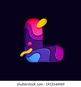 Paper cut letter L multicolor logo. Origami carving style icon perfect for science labels, software emblem, technology posters and trendy identity, etc.