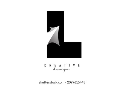 Letra L de corte de papel. Ilustración vectorial con letra cortada creativa. Efecto de papel realista sobre el fondo blanco. 